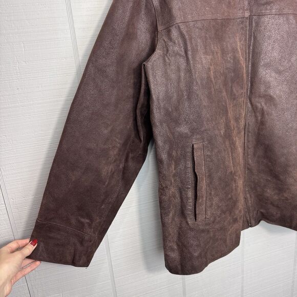 Wilson’s Leather M. Julian Dark Brown Distressed Suede Nubuck Zip Up Jacket L - Picture 2 of 7